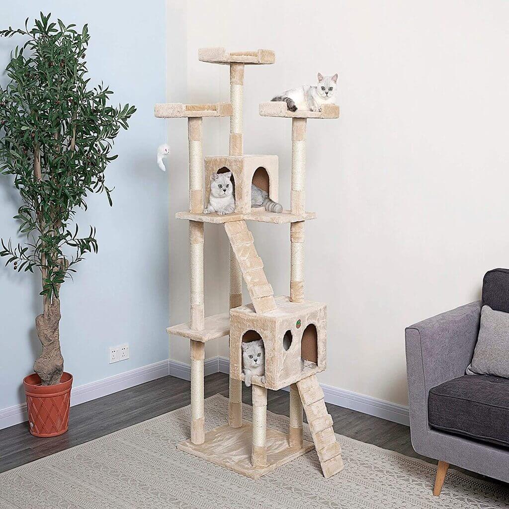 Go Pet Club Faux Fur Cat Tree & Condo