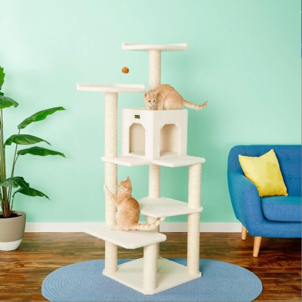 Armarkat 68-in Faux Fleece Cat Tree & Condo