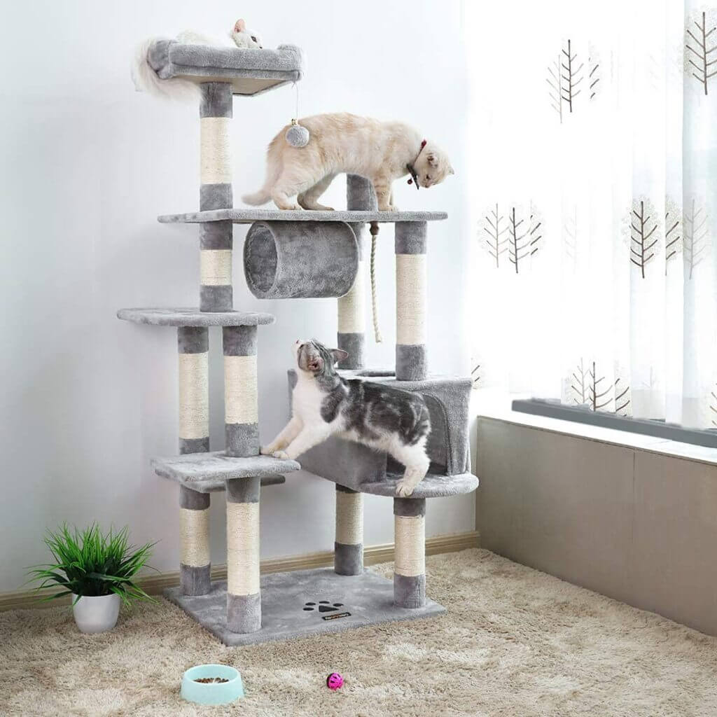 FEANDREA 62" Large Cat Tree Condo Multi-Level Cat Tower